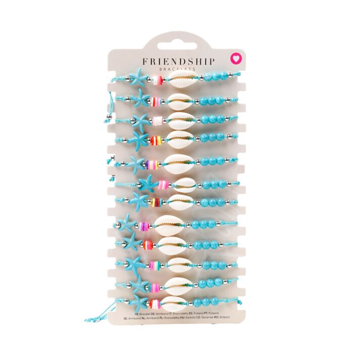 Fashion Bracelets - Blue Beads with Shells & Starfish