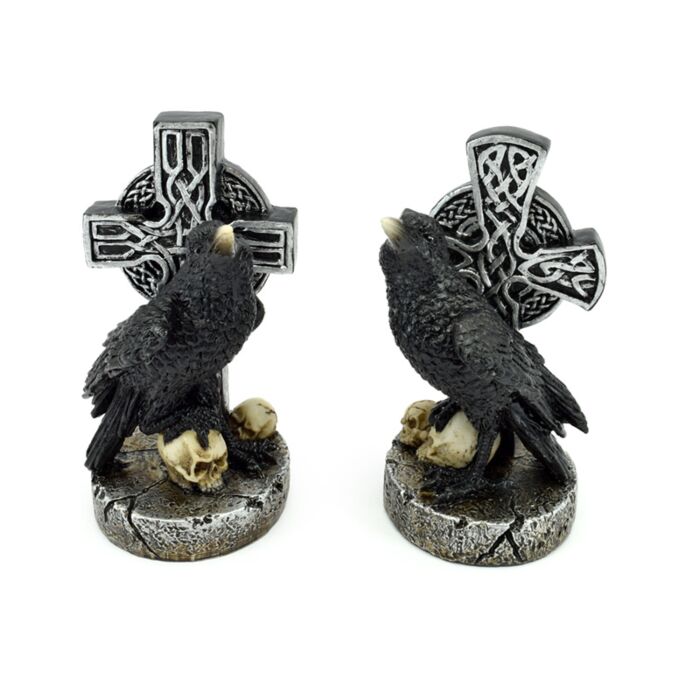 Raven with Celtic Cross & Skulls