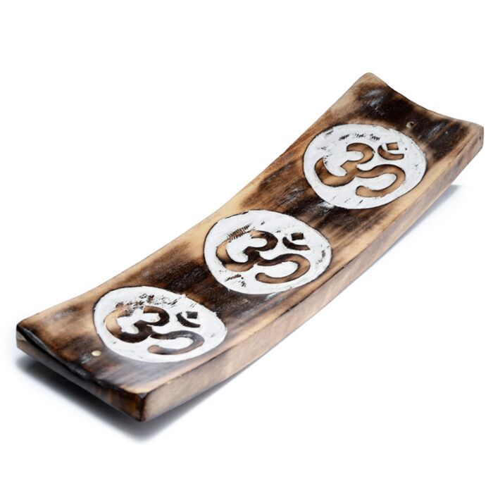 Mango Wood Om Ashcatcher Incense Sticks Burner