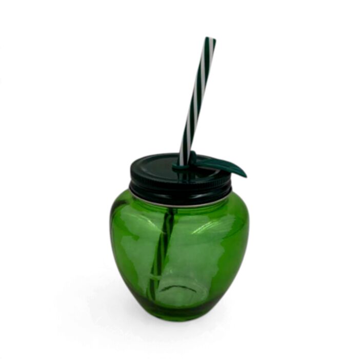 Foodiemals Apple Shaped Mason Jar with Straw & Lid