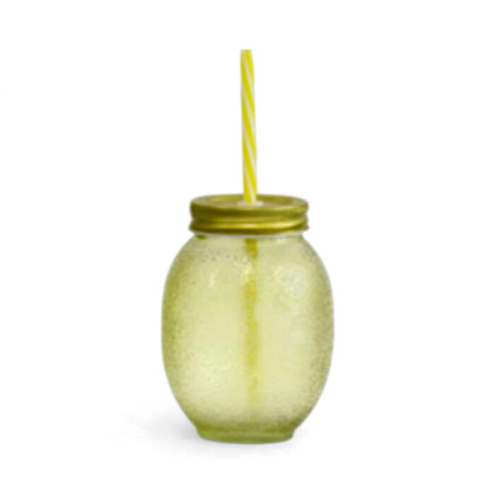 Foodiemals Lemon Shaped Mason Jar with Straw & Lid
