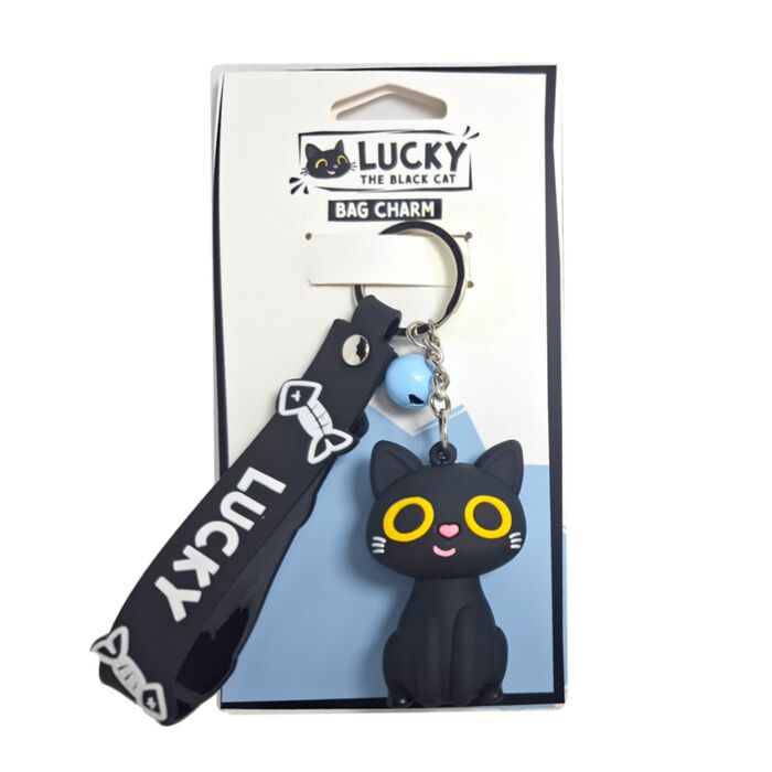 Lucky the Black Cat 3D Bag Charm Keyring