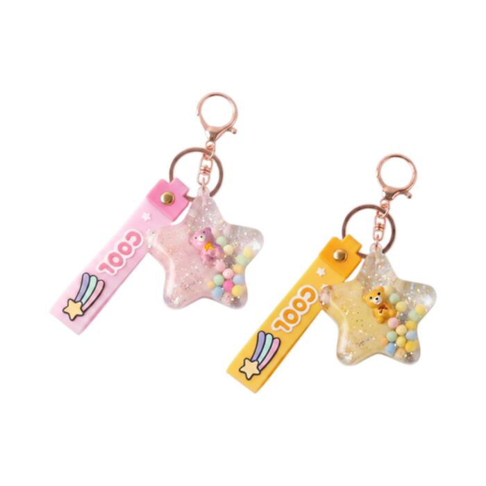 QuirKeys Star Bear Liquid Keyring PVC Bag Charm