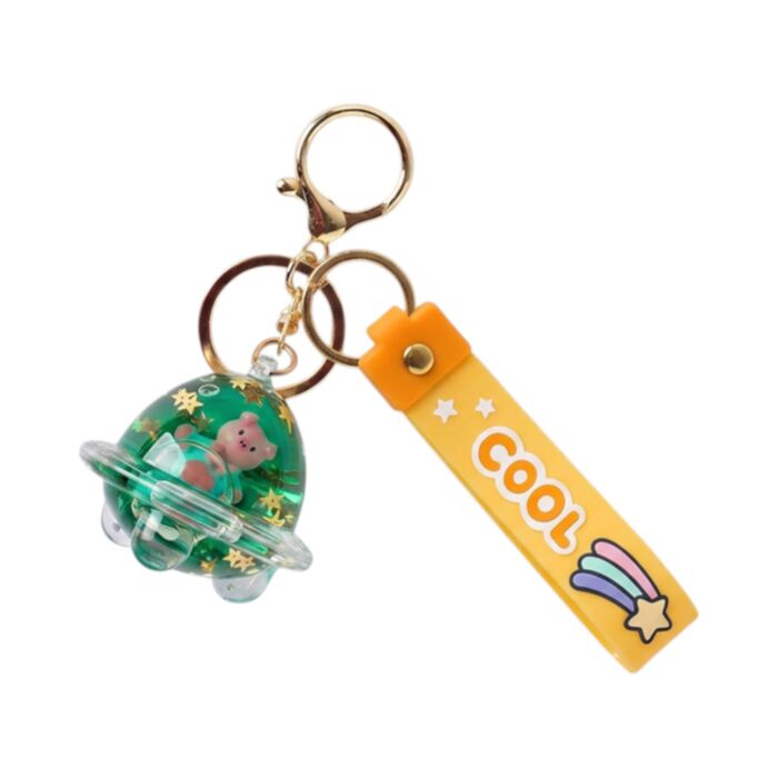 QuirKeys Spaceship Pig Liquid Keyring PVC Bag Charm