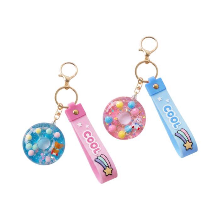 QuirKeys Donut Liquid Keyring PVC Bag Charm