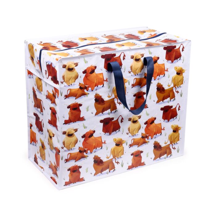 Hairy Coos Cow Highland Coo Zip Up Laundry Storage Bag