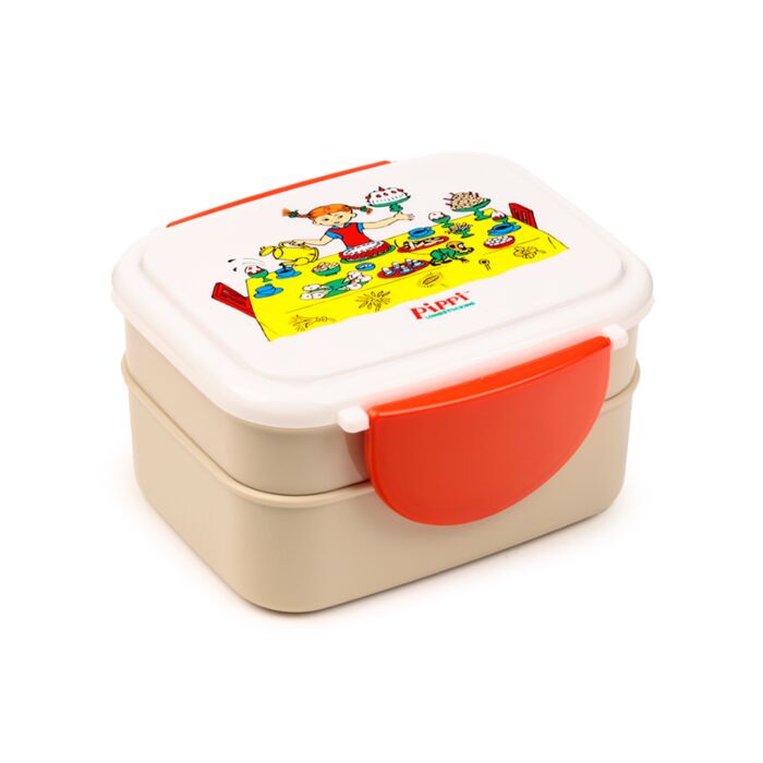 Pippi Longstocking Clip Lock Stacked Bento Lunch Box with Cutlery