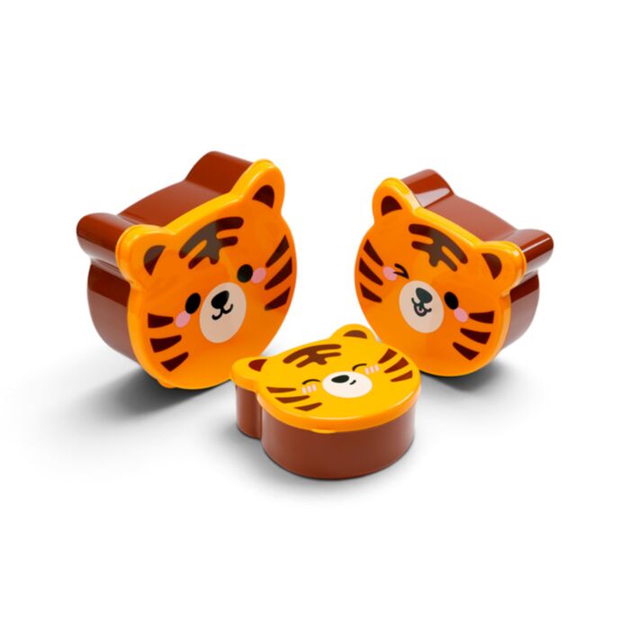 Adoramals Tiger Shaped Lunch Box Set of 3