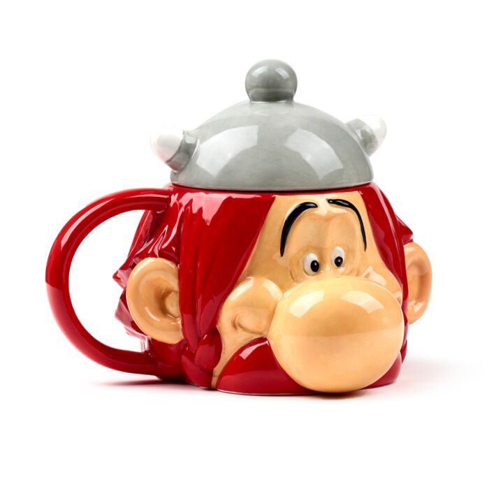 Obelix Ceramic Head Shaped Mug with Hat Lid