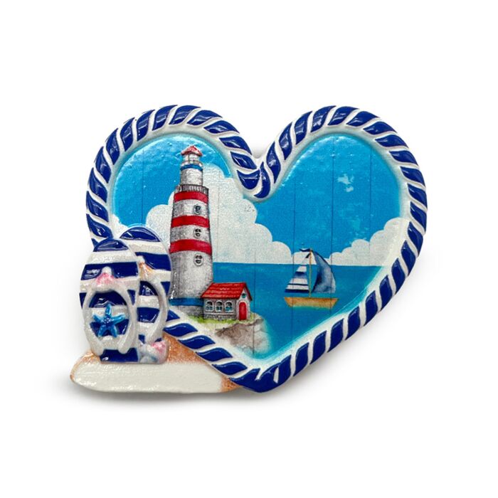Souvenir Seaside Magnet Heart Shaped Lighthouse & Boart