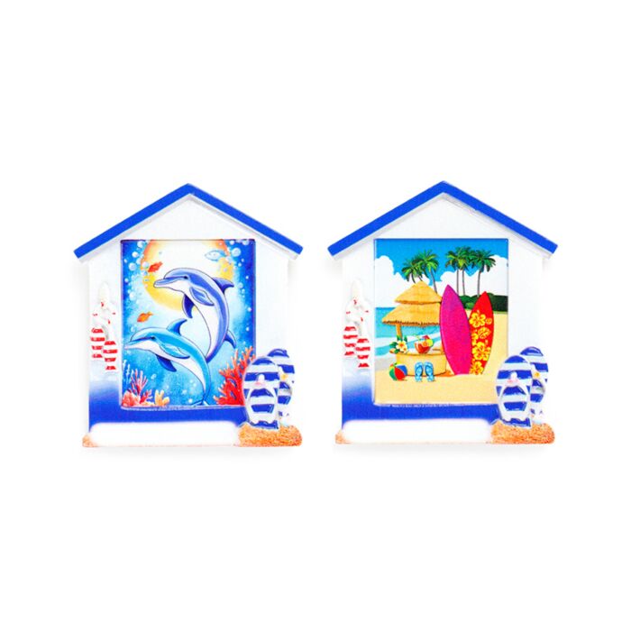 Souvenir Seaside Magnet Beach Hut Shaped Beach Bar & Dolphins