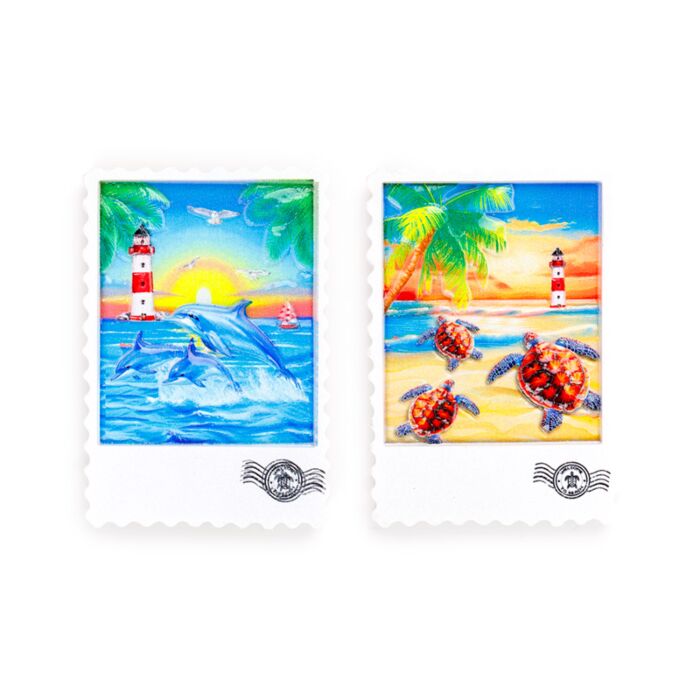 Souvenir Seaside Magnet Stamp Shaped with Turtles & Dolphins