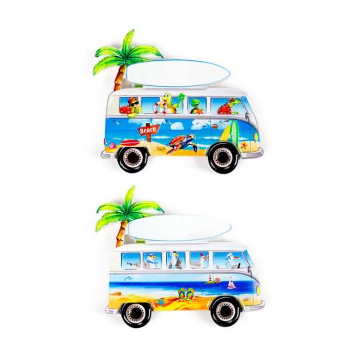 Souvenir Seaside Magnet Beach Van Shaped with Turtles & Seagulls