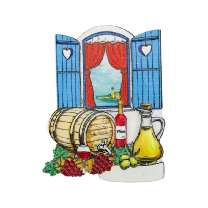 Souvenir Seaside Magnet Shuttered Windows with Wine