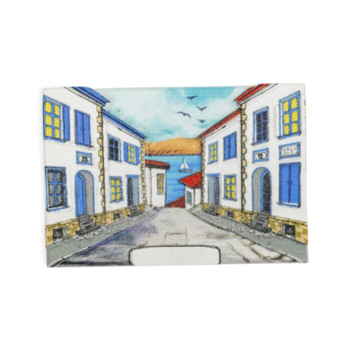Souvenir Seaside Magnet Painted Houses Street Scene