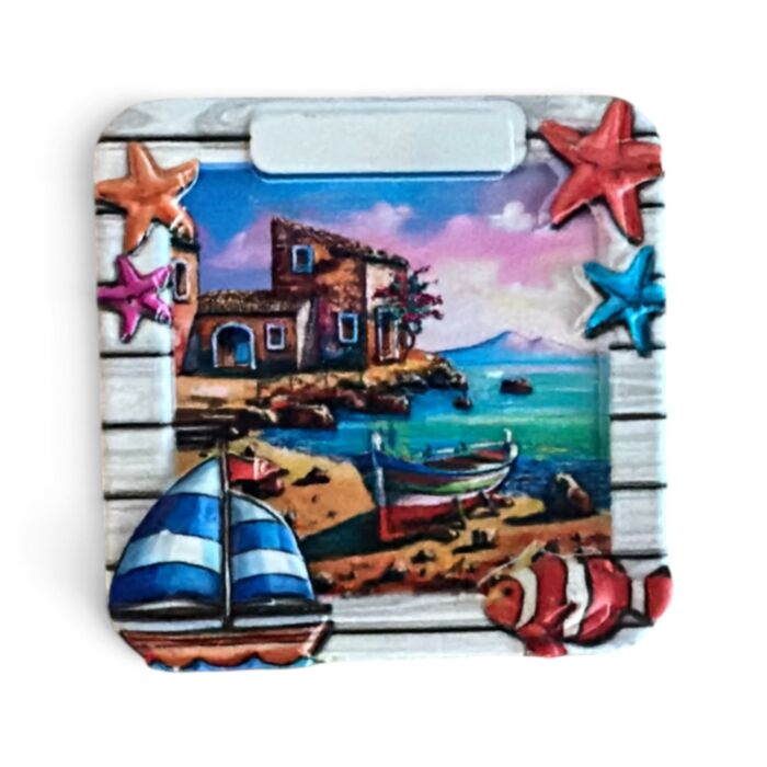 Souvenir Seaside Magnet Nautical Window Beach with Fish