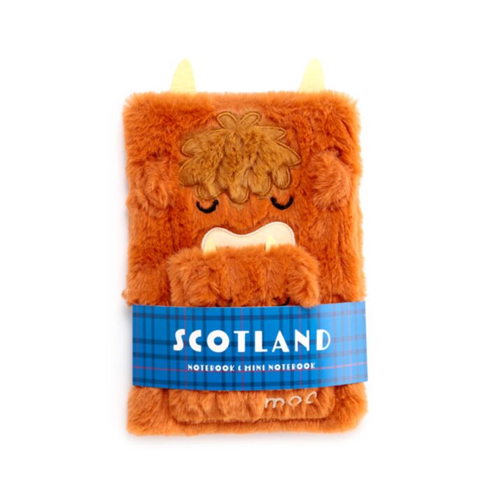Highland Coo Cow Scotland Plush Notebook with Pouch & Mini Notebook