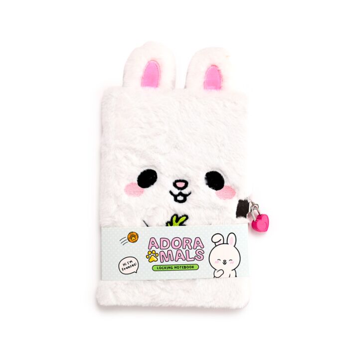 Adoramals Frances the Rabbit Plush Lockable Notebook with Padlock & Key