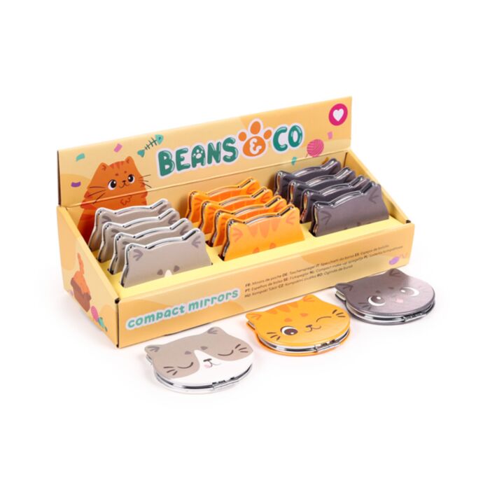 Beans & Co Cats Leatherette Compact Mirror