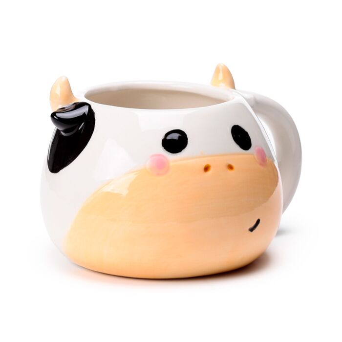 Black and White Cow Head Ceramic Shaped Mug