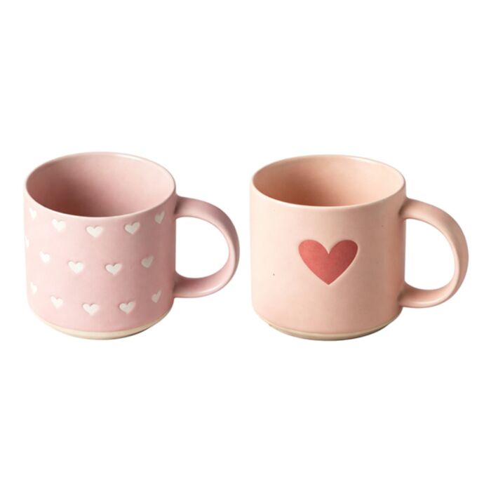 Pink Hearts Stoneware Mug
