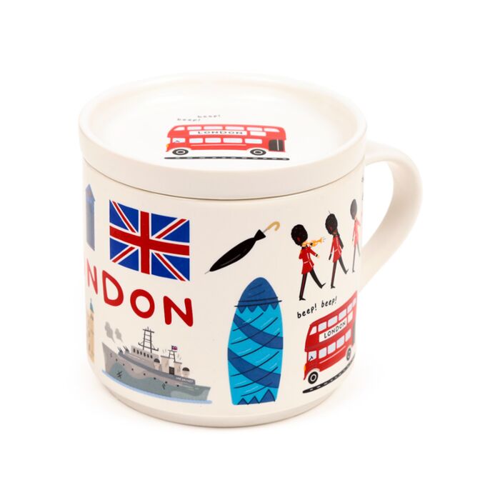 London Souvenir Porcelain Mug & Coaster Lid Set