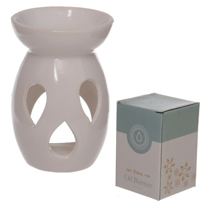 Eden White Simple Tear Drop Cut-Out Ceramic Oil & Wax Melt Burner