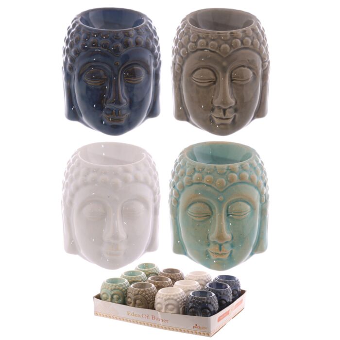 Small Crackle Glaze Ceramic Buddha Head Oil Burner