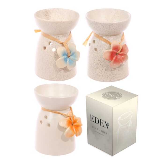 Eden Speckled Cream Ceramic Oil & Wax Melt Burner with Flower