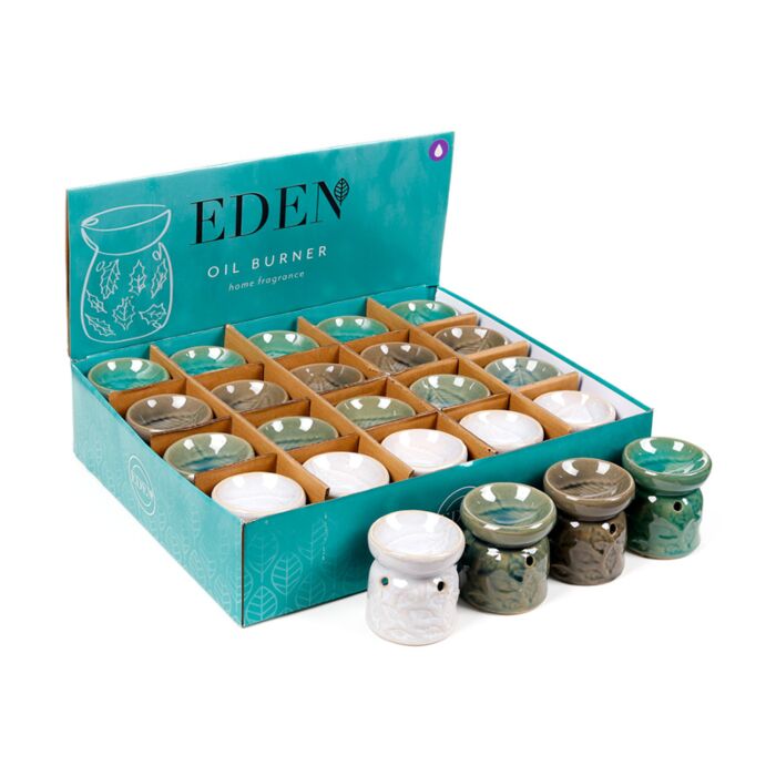 Small Ceramic Eden Oil Burner with Leaves Pattern