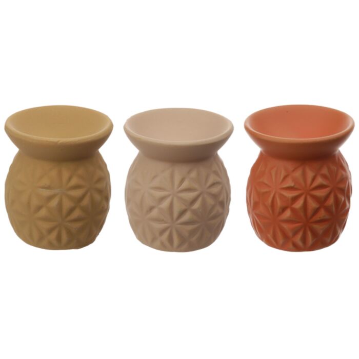 Eden Ceramic Oil Burner with Embossed Triangle Pattern