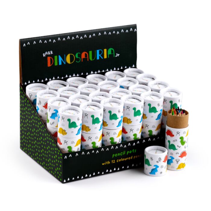 Dinosauria Jr Pencil Pot with 12 Colouring Pencils