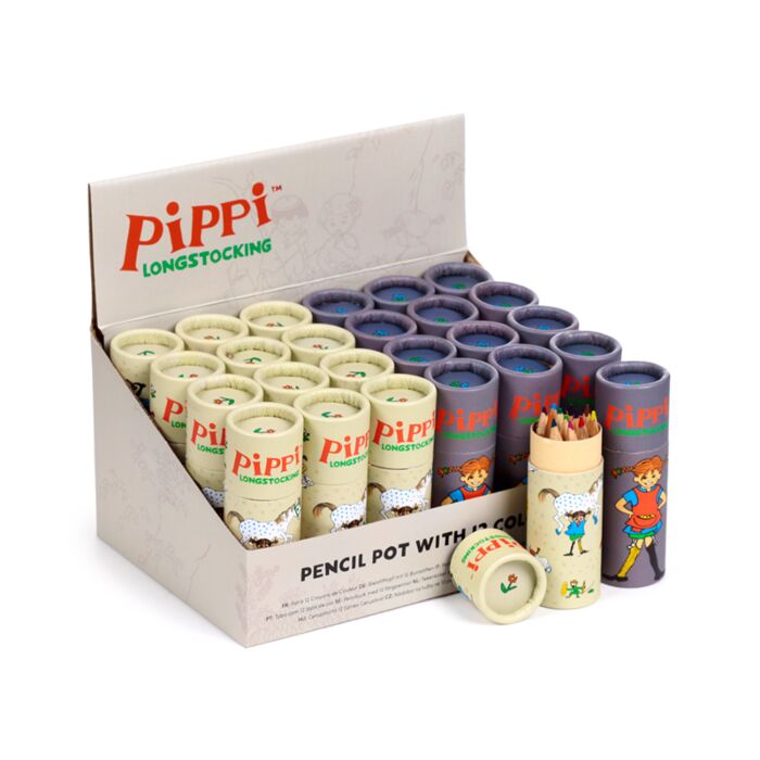 Pippi Longstocking Pencil Pot with 12 Colouring Pencils