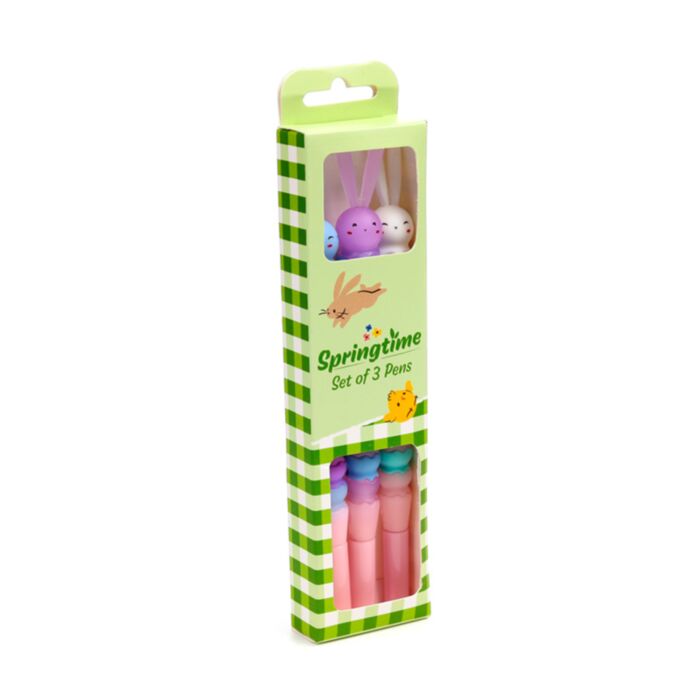 Springtime Bunny Rabbit Shaped Fine Tip Pen Set of 3