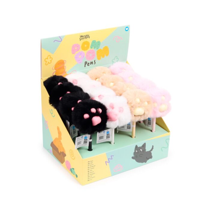 Beans & Co Cats Fine Tip Pom Pom Pen with Fluffy Paw Topper