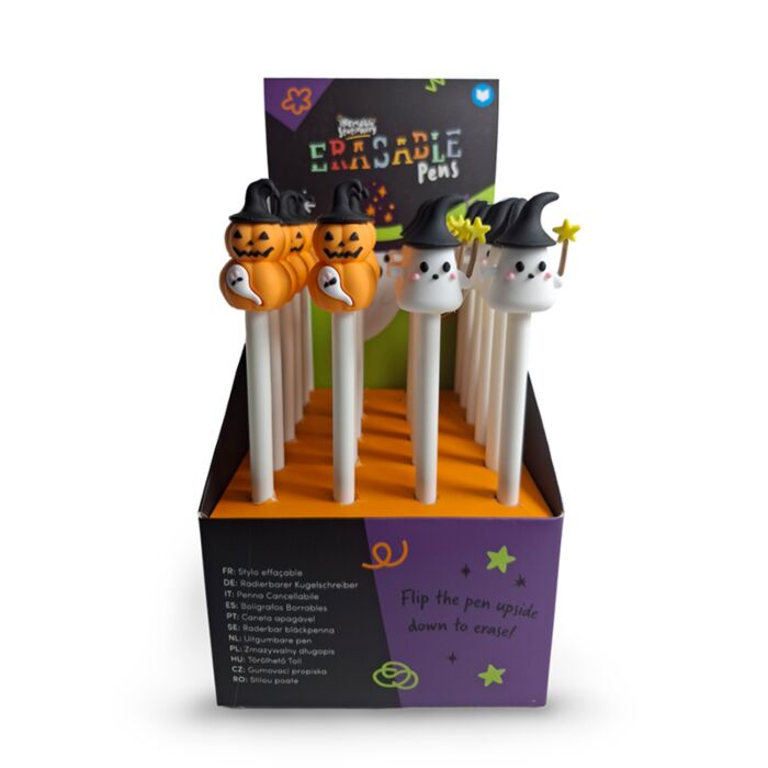 Spooky Ghost & Pumpkin Erasable Pen with Topper