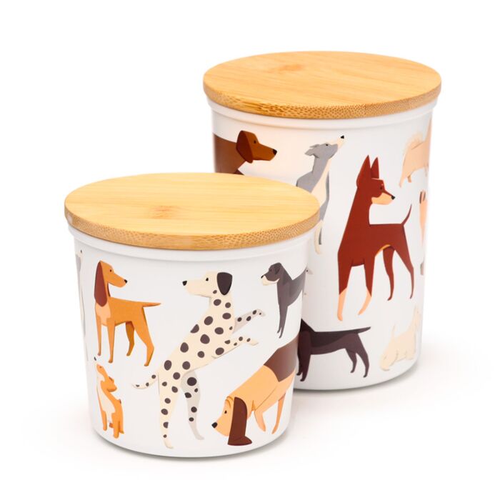 Barks Dog Set of 2 RPET & Bamboo Storage Jars S/M