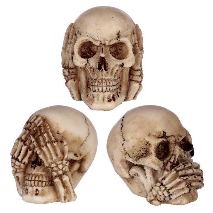 Set of 3 Small See No, Hear No, Speak No Evil Skulls