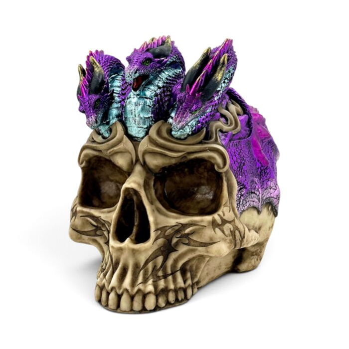 Gruesome Skull Head with Purple Dragon Decoration