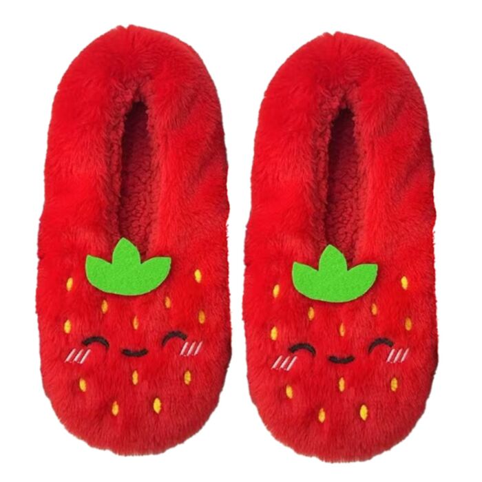 Foodiemals Strawberry Anti-Slip Plush Slip On Slippers EU39-41/UK6-8