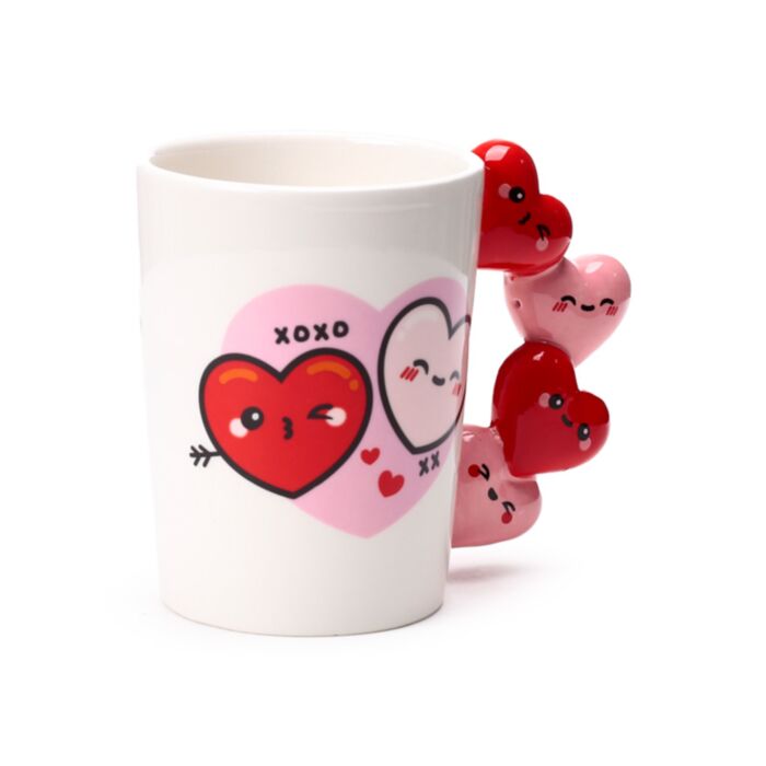 J'Adoramals Heart XOXO Ceramic Shaped Handle Mug