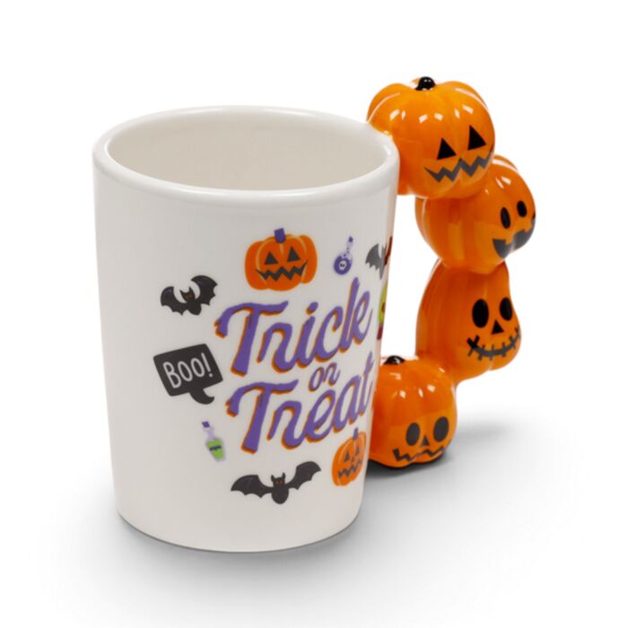 Spooky Trick or Treat Pumpkins Shaped Handle Mug