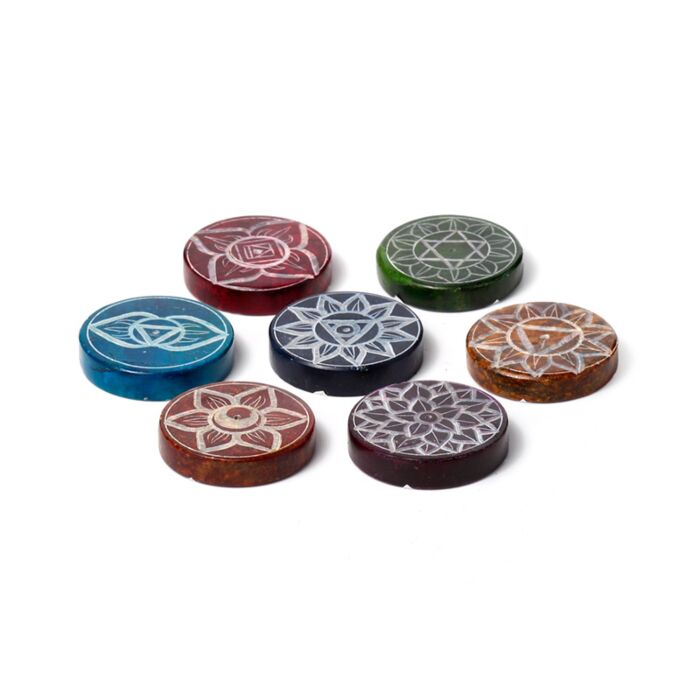 Carved Soapstone Chakra Round Ashcatcher Incense Stick Burner