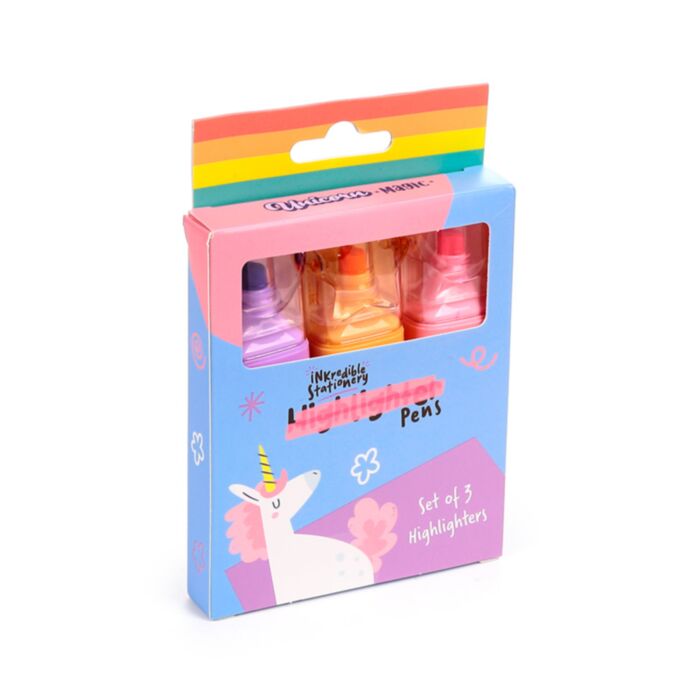 Unicorn Magic Shaped Lid Highlighter Pen Set of 3