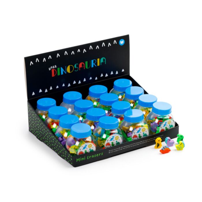 Dinosauria Mini Shaped Erasers in a Pot