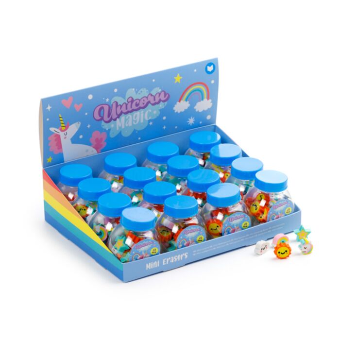 Unicorn Magic Mini Shaped Erasers in a Pot