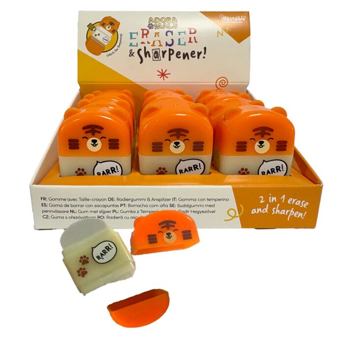 Adoramals Tiger 2-in-1 Shaped Sharpener & Eraser