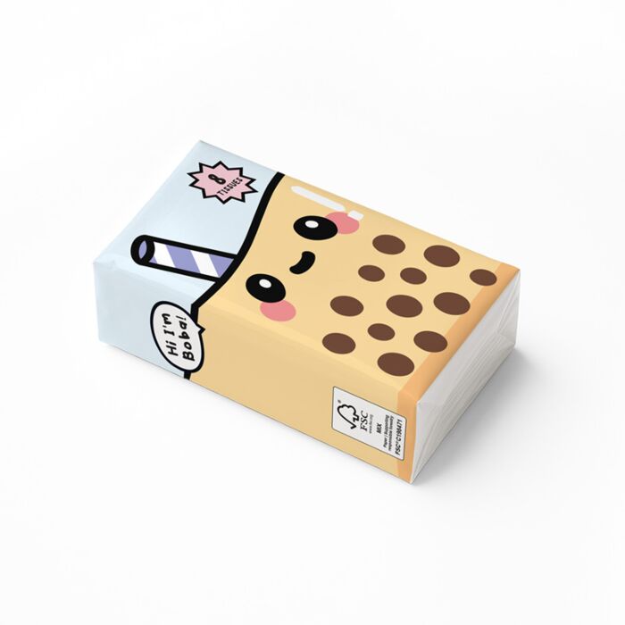 Foodiemals Bubble Tea Pack of 8 Pocket Tissues