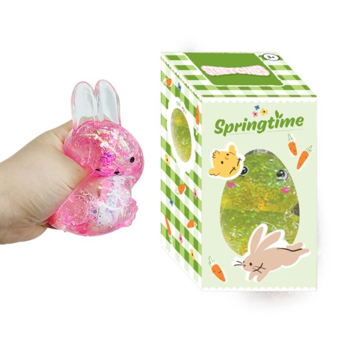 Maltose Squeezy Glitter Springtime Bunny Rabbit & Chick Stress Toy
