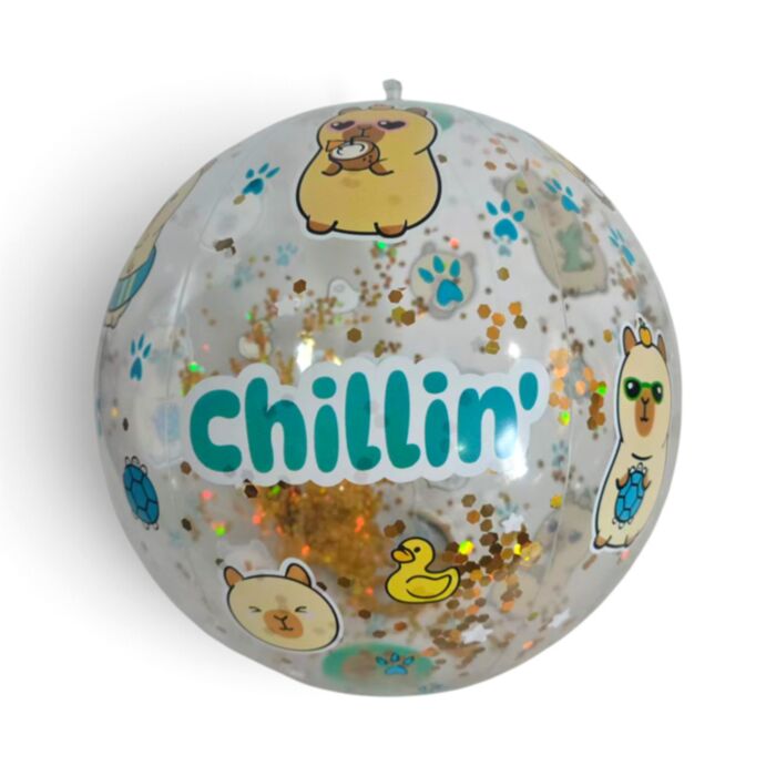 Summertime Capybara Inflatable Glitter Beach Ball